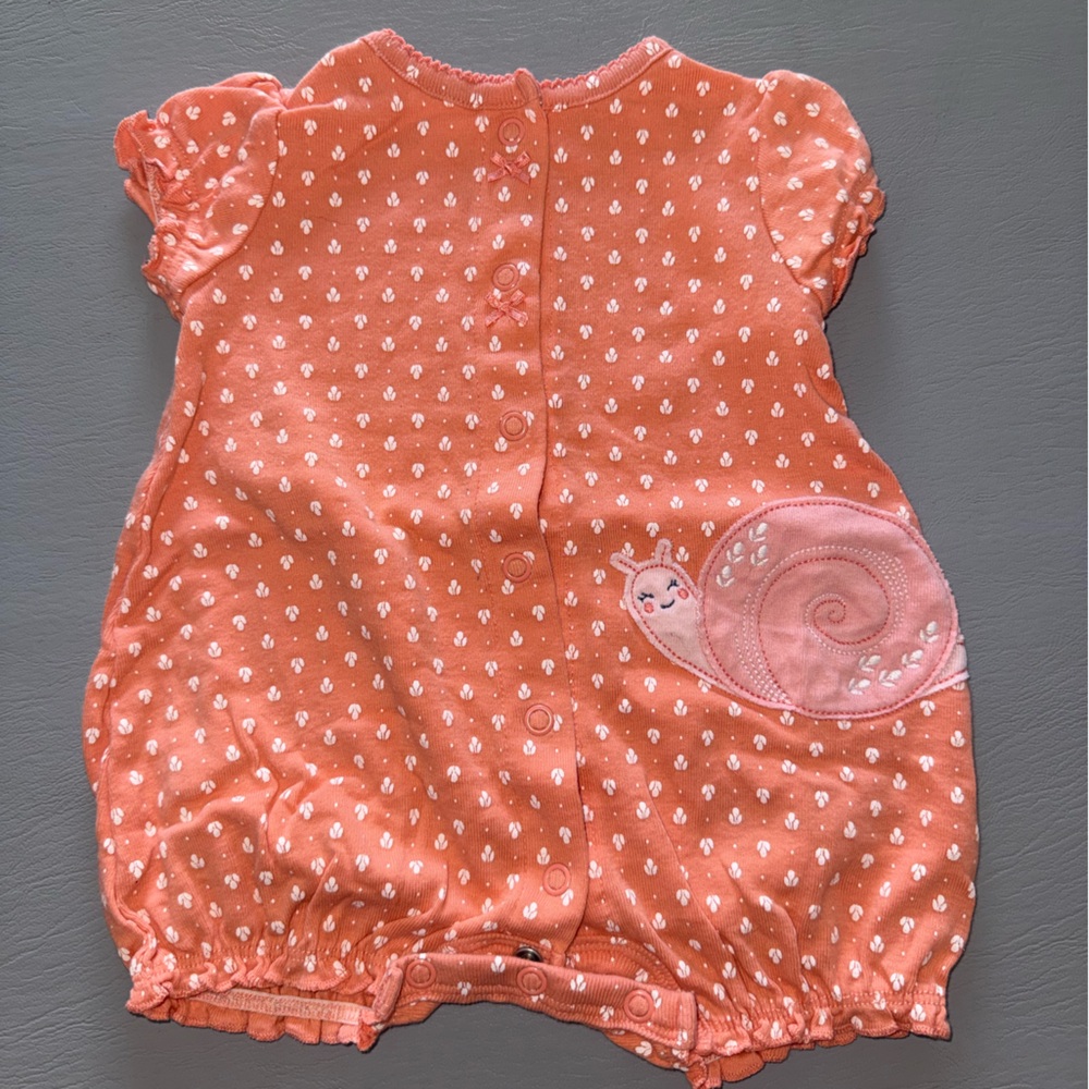 Orange Snail Print Kids Romper